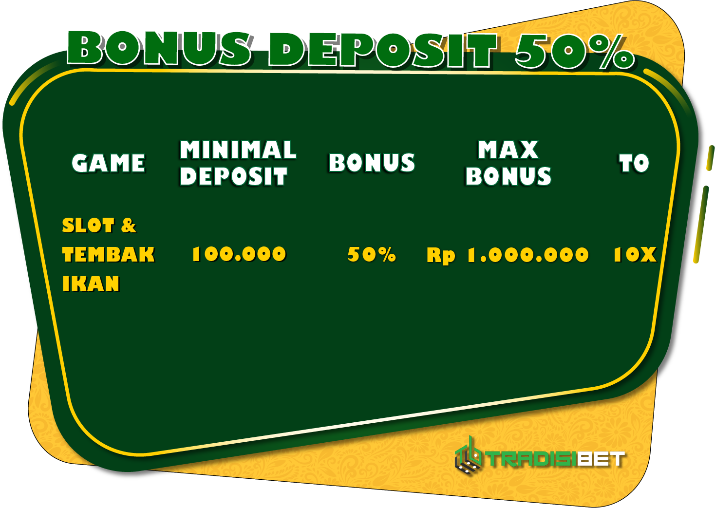 bonus deposit 50%