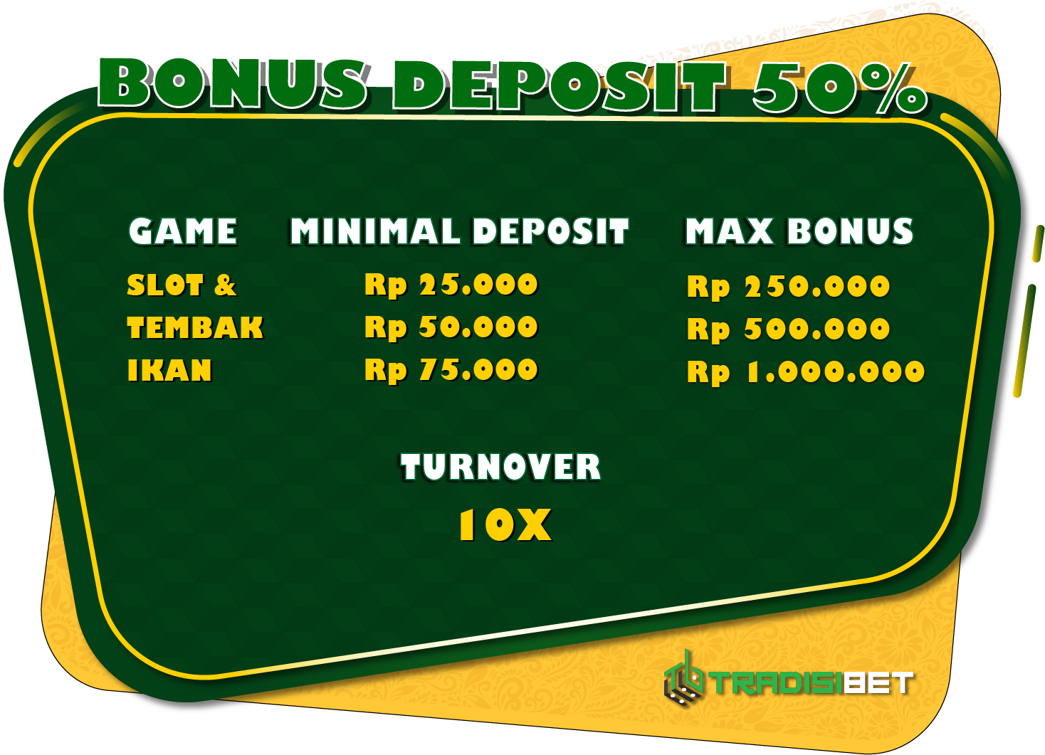 bonus deposit 50%